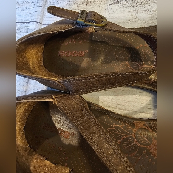 BOGS Size 8.5 Nashville Peep Toe Sandals Soft Leather with Ankle Strap Brown - Picture 4 of 7